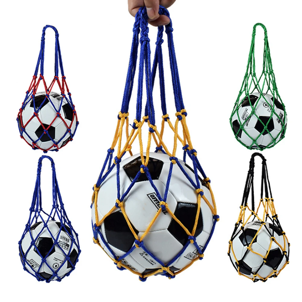 Bolsa de transporte para baloncesto, bolsa de almacenamiento de retícula de malla de nailon para deportes al aire libre, de fútbol juvenil autoentrenador, bolsillo de red para patadas