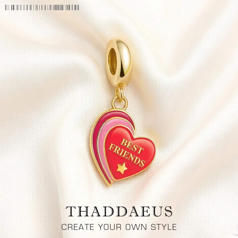 

Gold-Plated Charm Pendant Heart Best Friend Trendy Lucky 925 Sterling Silver Gift for Women Men