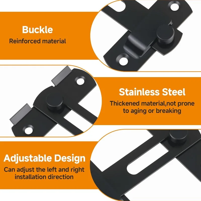 Stainless Steel Toggle Latch Sliding Barn Door Lock Black Iron Right Angle Barn Lock Door Lock Guard Latch Bolt