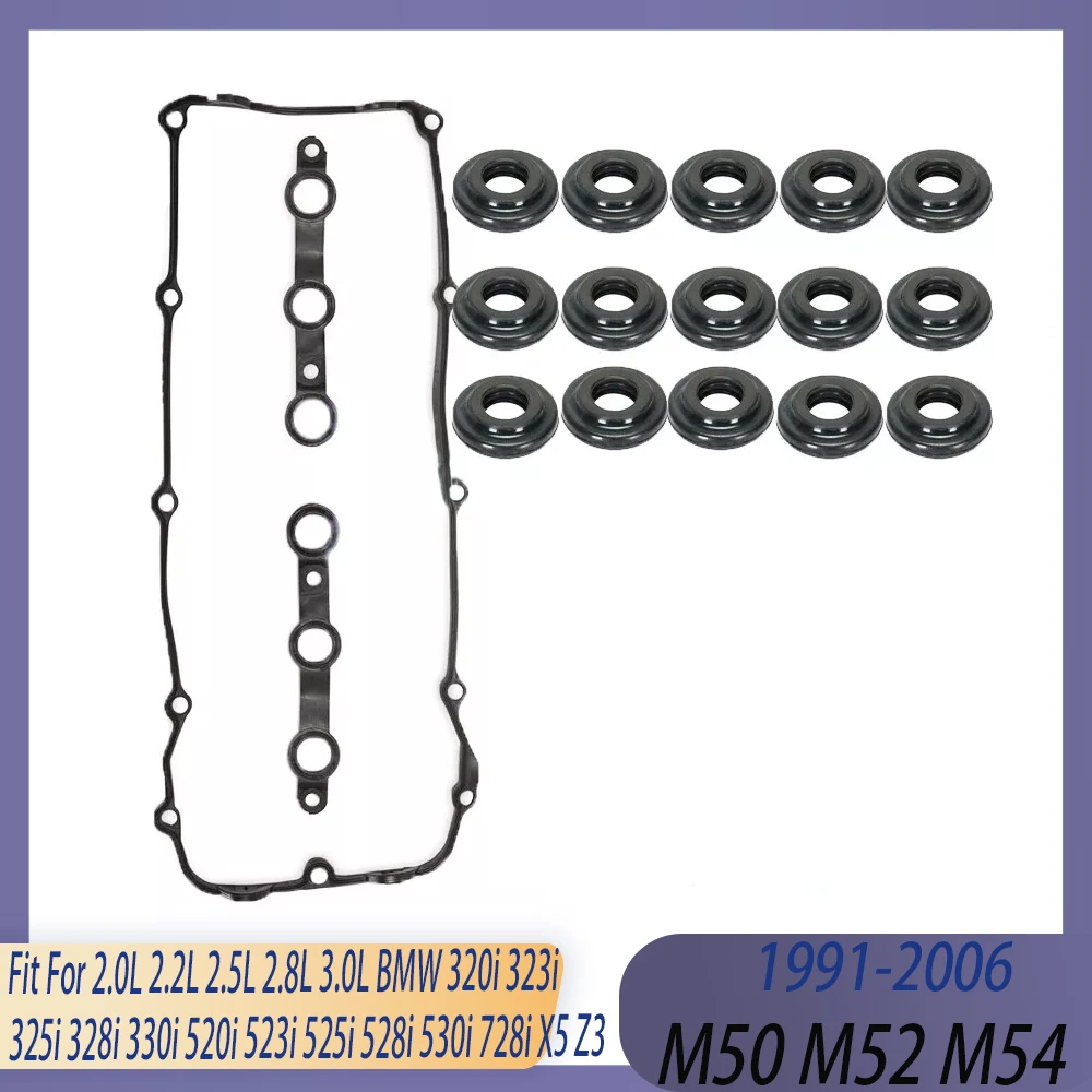 Valve Cover Gasket Set Fit 2.0 2.2 2.5 2.8 3.0 L M52 M54 91-06 For BMW 320i 323i 325i 328i 330i 520i 523i 525i 528i 530i X5 Z3