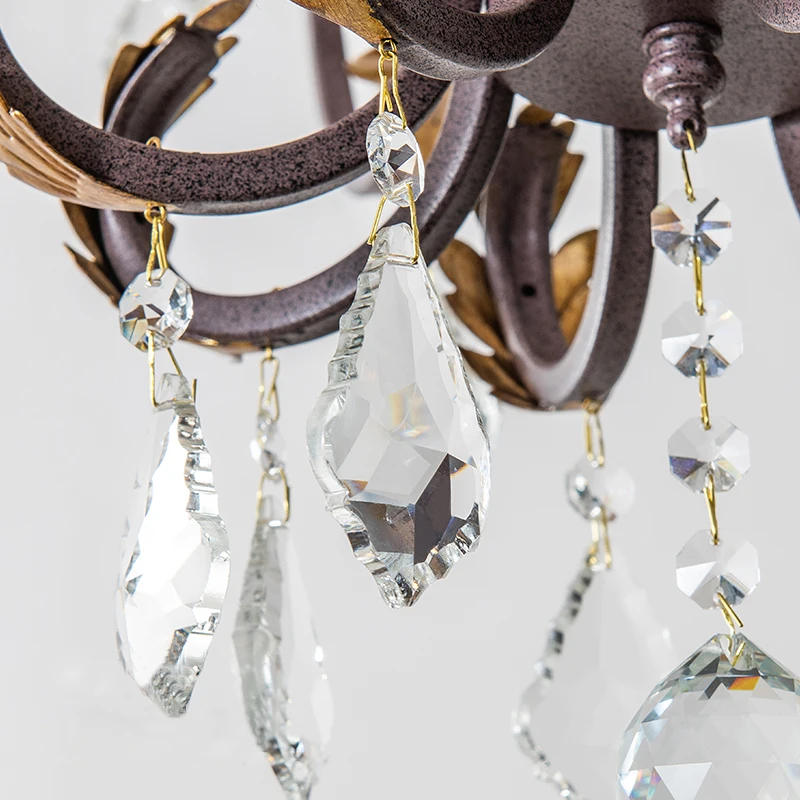 Farmhouse Crystal Chandelier Light Retro Rustic Hanging Light For Restaurant Home Decor Lustre industrial luminaires