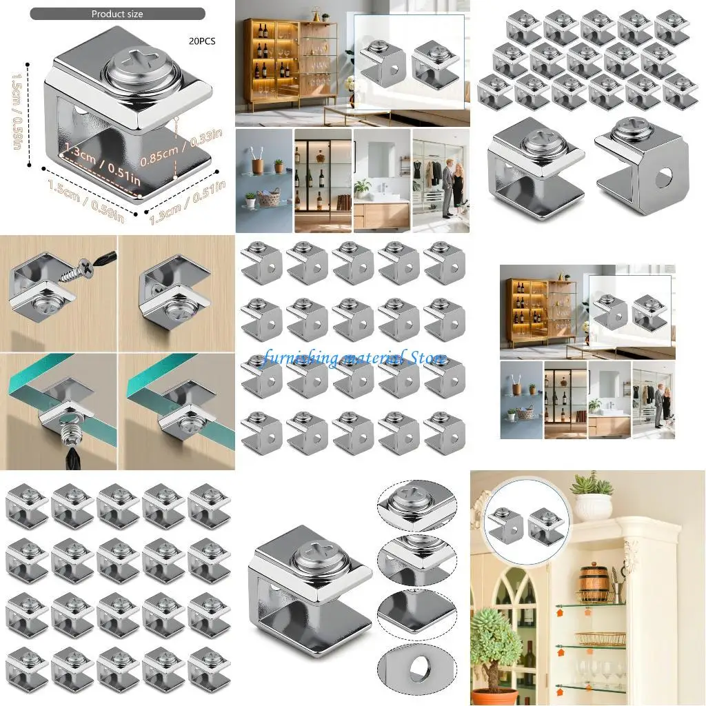 

Y5GD Glass Clip For 3-8mm Acrylic Panel Reinforced Stainless Steel Brackets Moisture Proof Office Partition Mounting