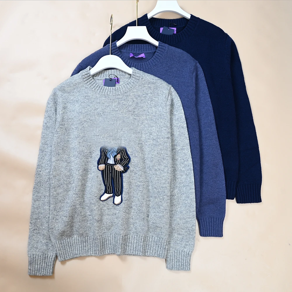 

Новый весенний женский вязаный свитер с мультяшным узором и вышивкой в стиле пэчворк, круглый Ne Long Sve, повседневный, удобный, онлайн, без...