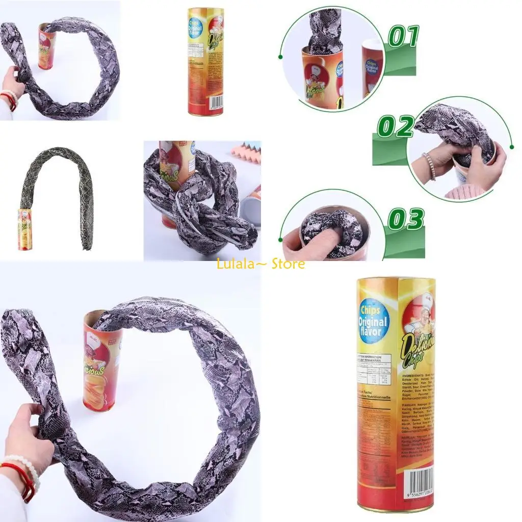 

Y4QA Halloween Decorative Spring Jump Snake Toy Fake Potato Chip Snake Can Prank Toy