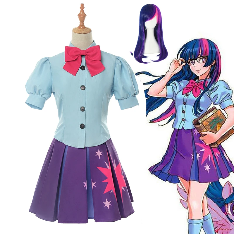 Cosplay Pruik Voor Kinderen – Anime Rollenspel, Paars, Met Haarnet & Oorbellen, Ideaal Voor Halloween, Carnaval & K-pop Feestjes
