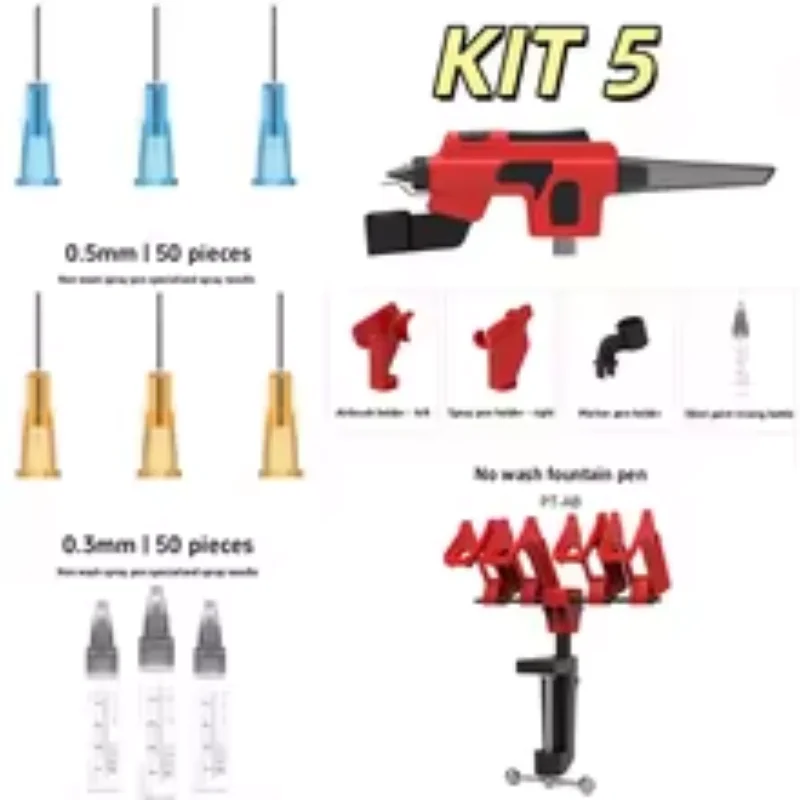 Dspiae Pt-ab Wash-free Airbrush With Marker Rack For Scale Model Painting Tools Quick Paint Change Hobby Diy Craft Pen Gun Tools