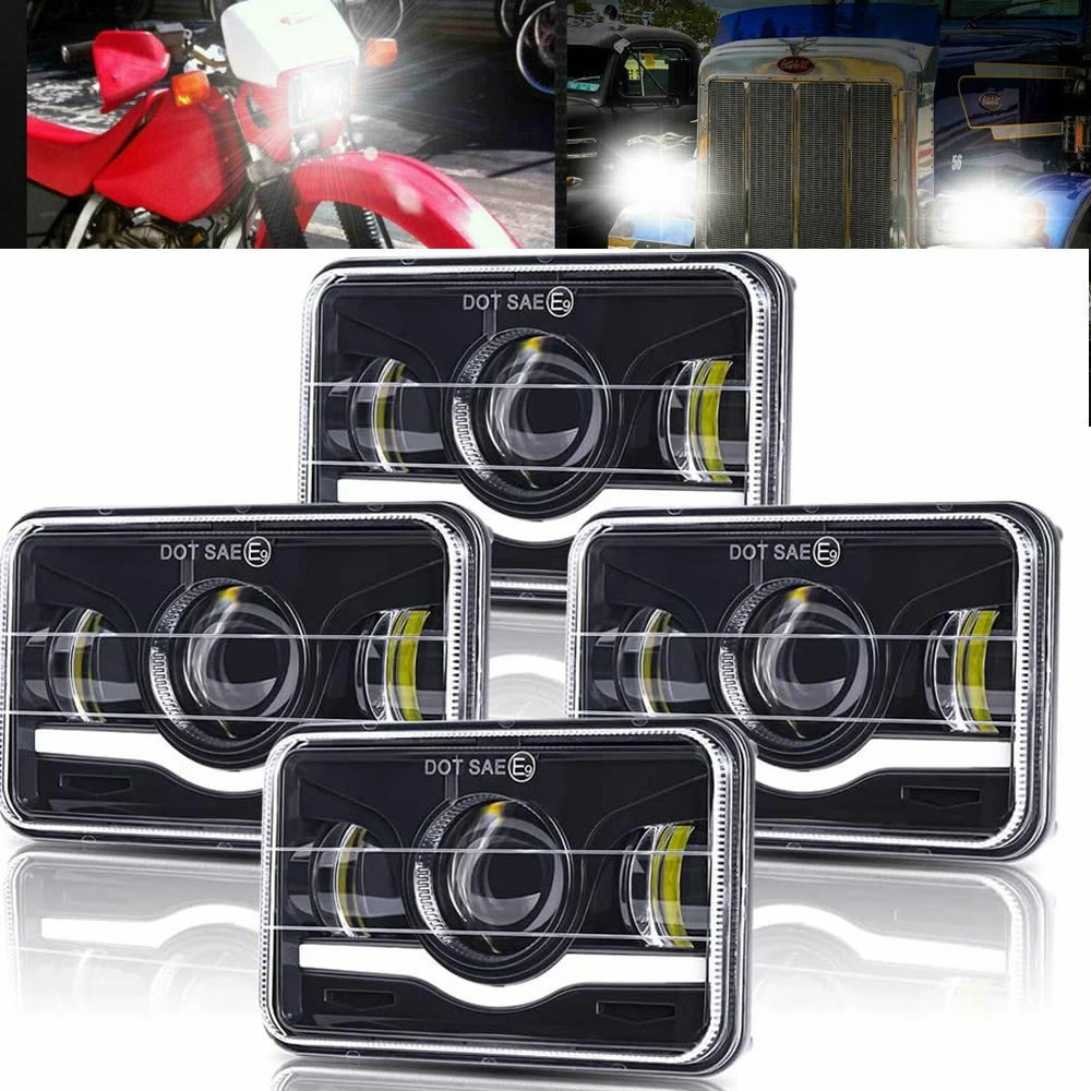 

12V 24V 4x6 Inch LED H4 Headlight Led Work Light With DRL H4651 H4652 H4656 For Car Jeep Motorcycle Hond Truck Kenworth Headlamp