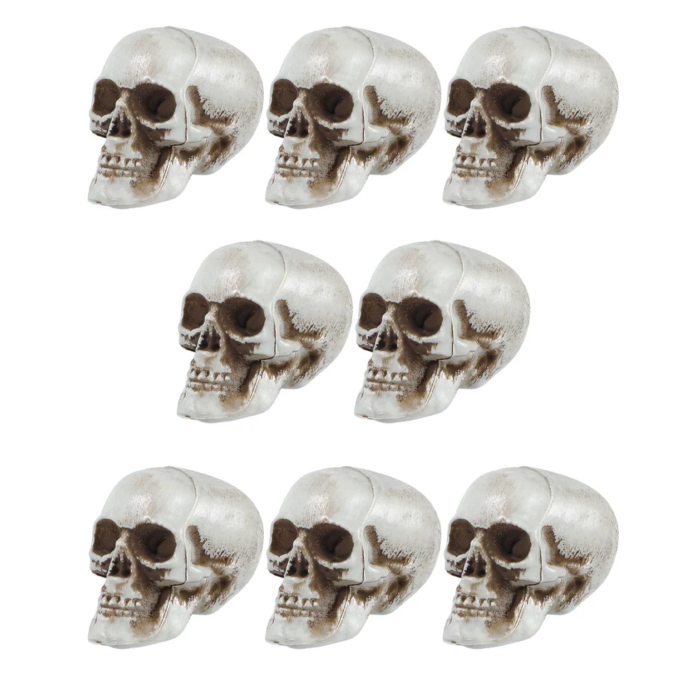 8 pçs mini artesanato halloween crânios decoração de plástico pequeno corpo humano modelo modelos adereços assustadores falsos