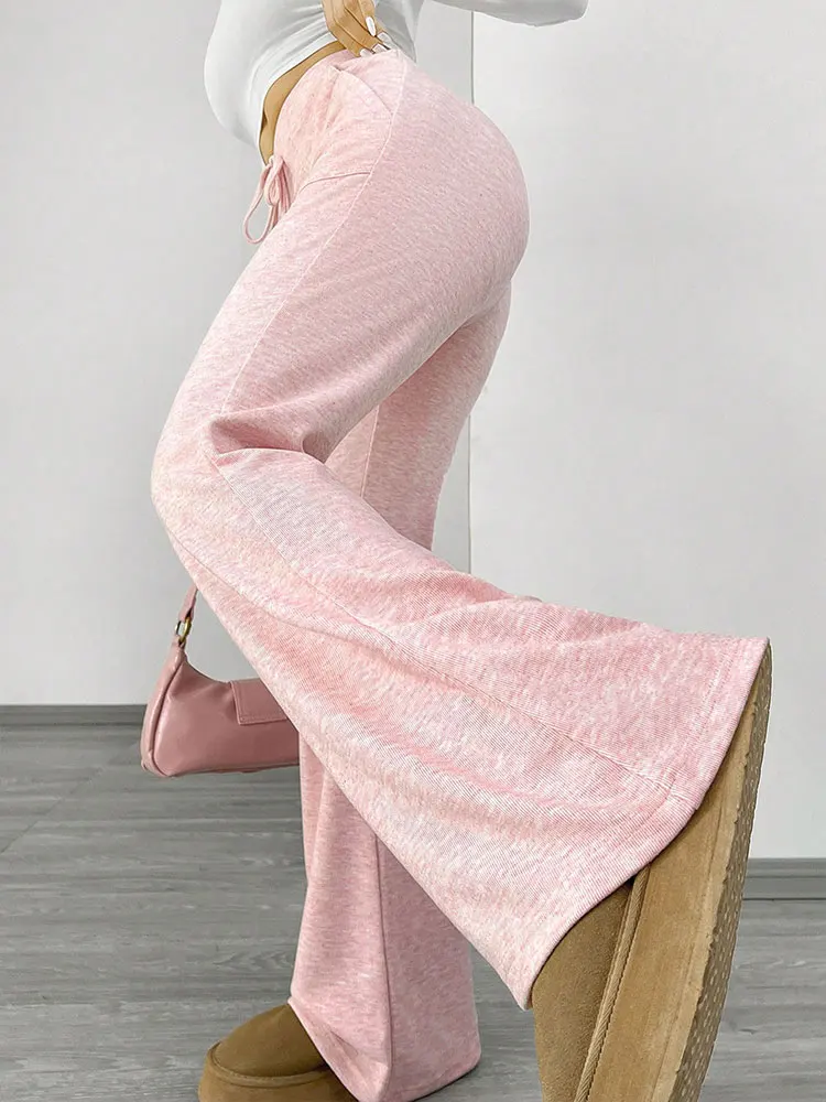 خريف جديد المرأة السراويل موضة الشارع الشهير جيوب ضئيلة عادية الدانتيل متابعة السراويل الوردي مثير الإناث سليم محبوك بنطلون الملابس