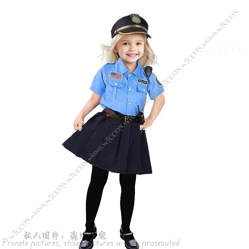 Dress Up America Police Costume for Kids Police Officer Costume for Girl Cop Uniform Set with Accessories Party Show Gifts Props