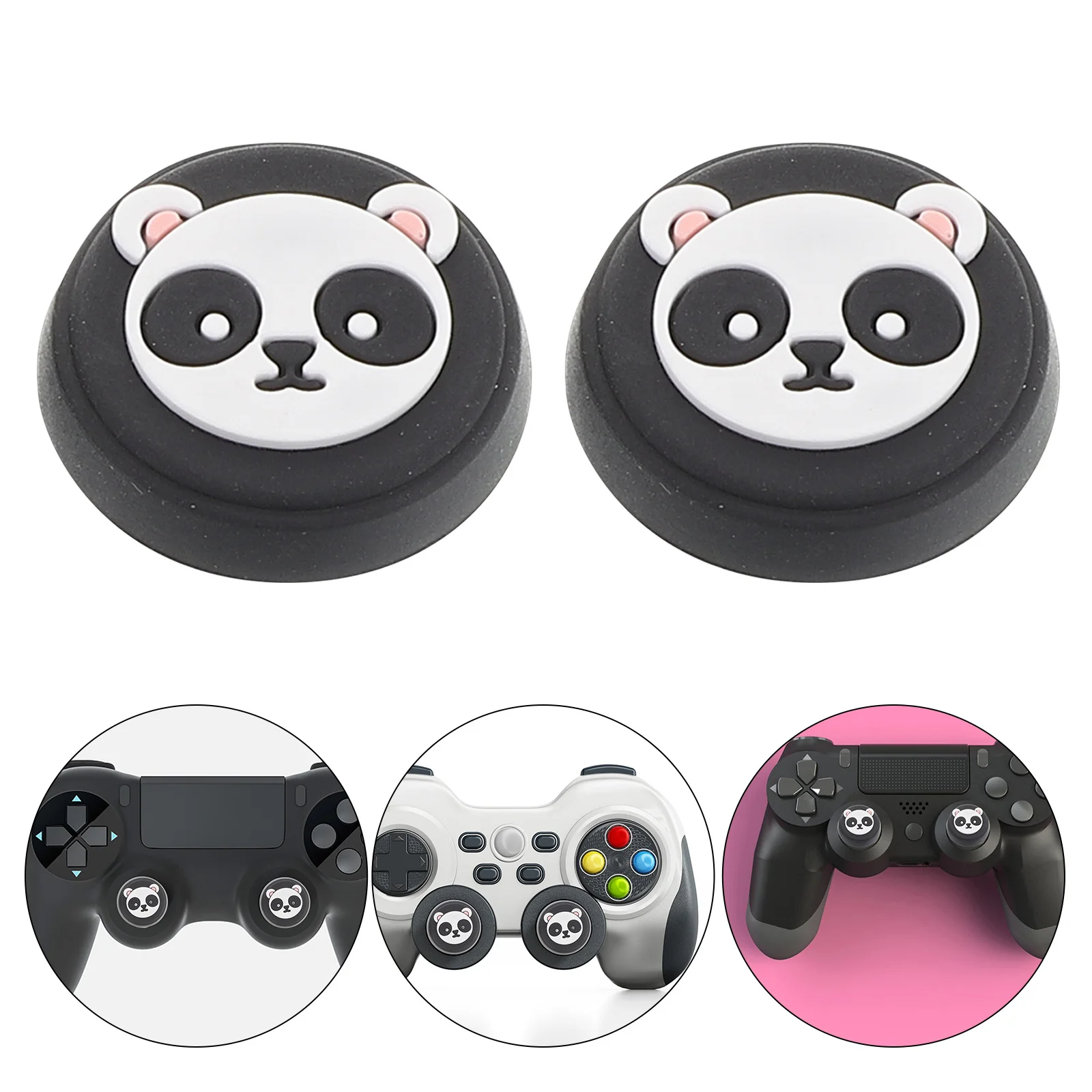 

4pcs Joystick Caps Panda Design Thumb Grips Nonslip Analog Stick Covers For Game Controller Durable Replacement Parts Compatible