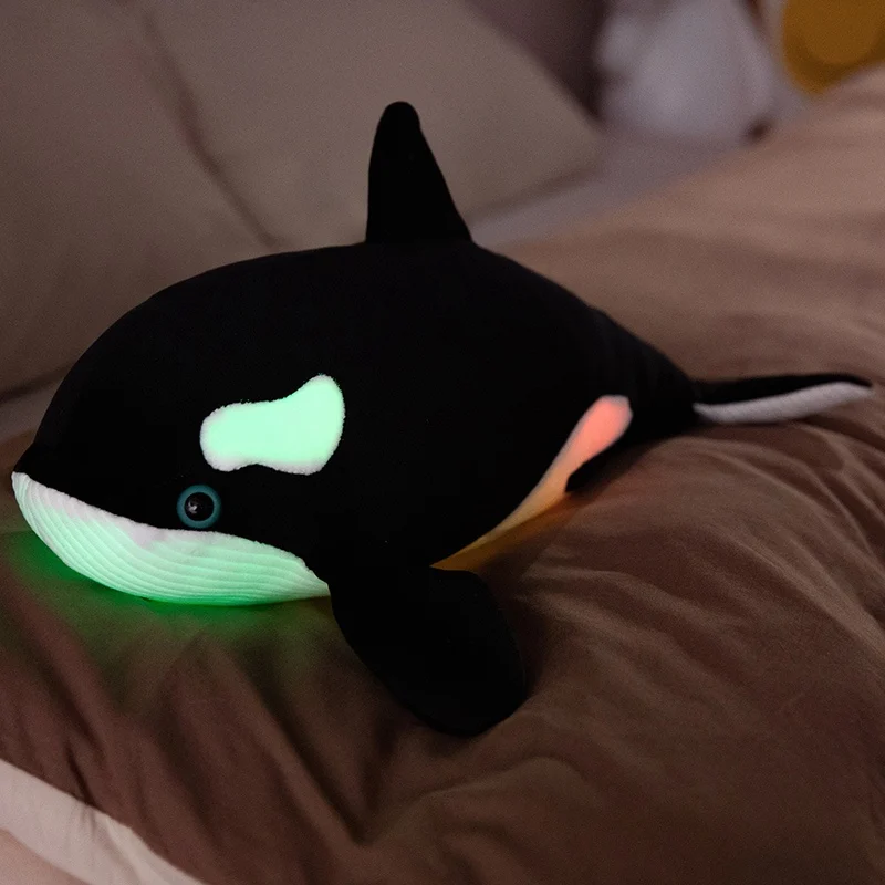 luminous Cartoon Shark Killer Whale Plush Toys Cute Lovely Shiny Soft Stuffed Dolls Boys Girls Gift Car Home Decoration Pillow