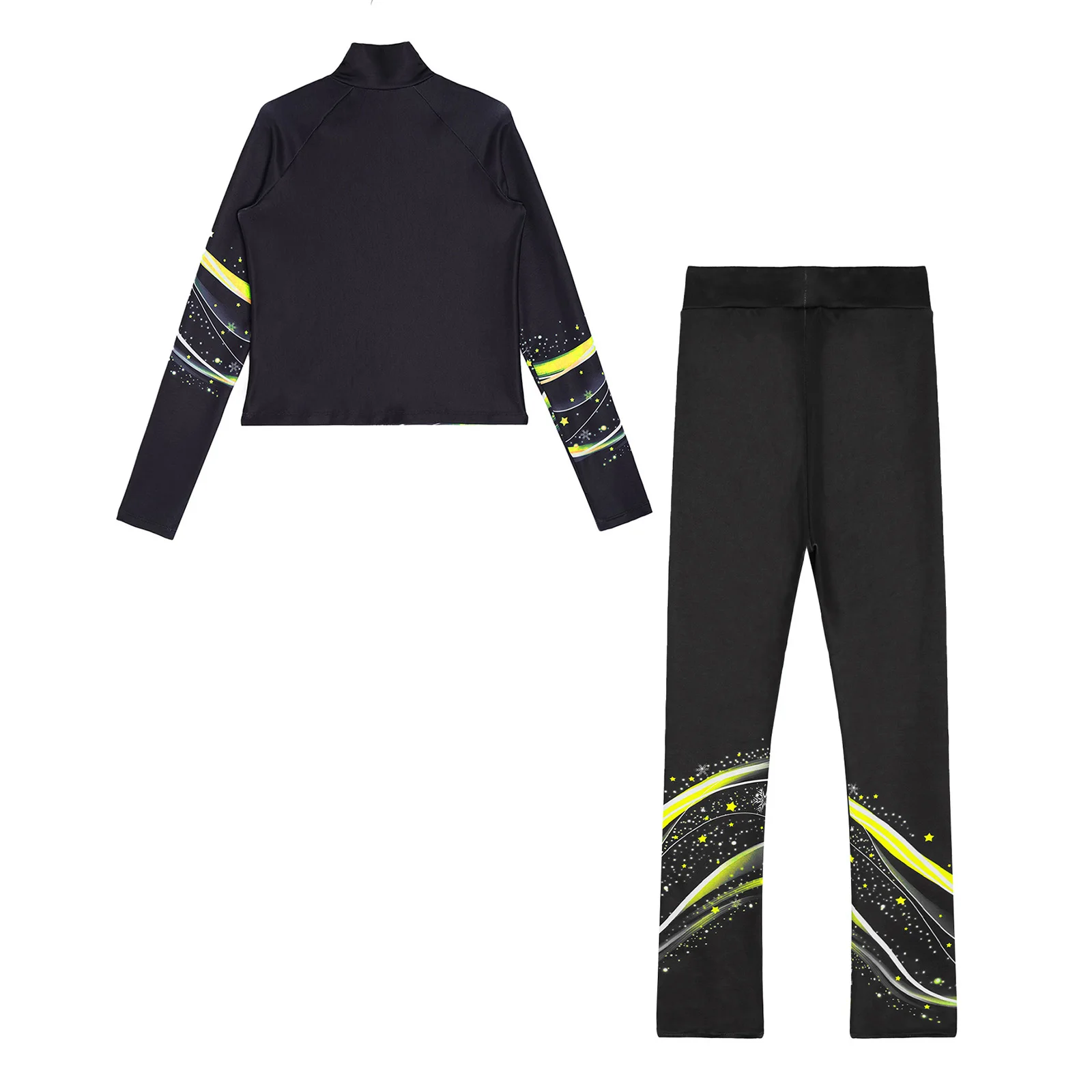 Kids Girls Figure Skating Suit Ice Skating Training Pants and Jacket Set Stretch Fabric for Comfort and Mobility