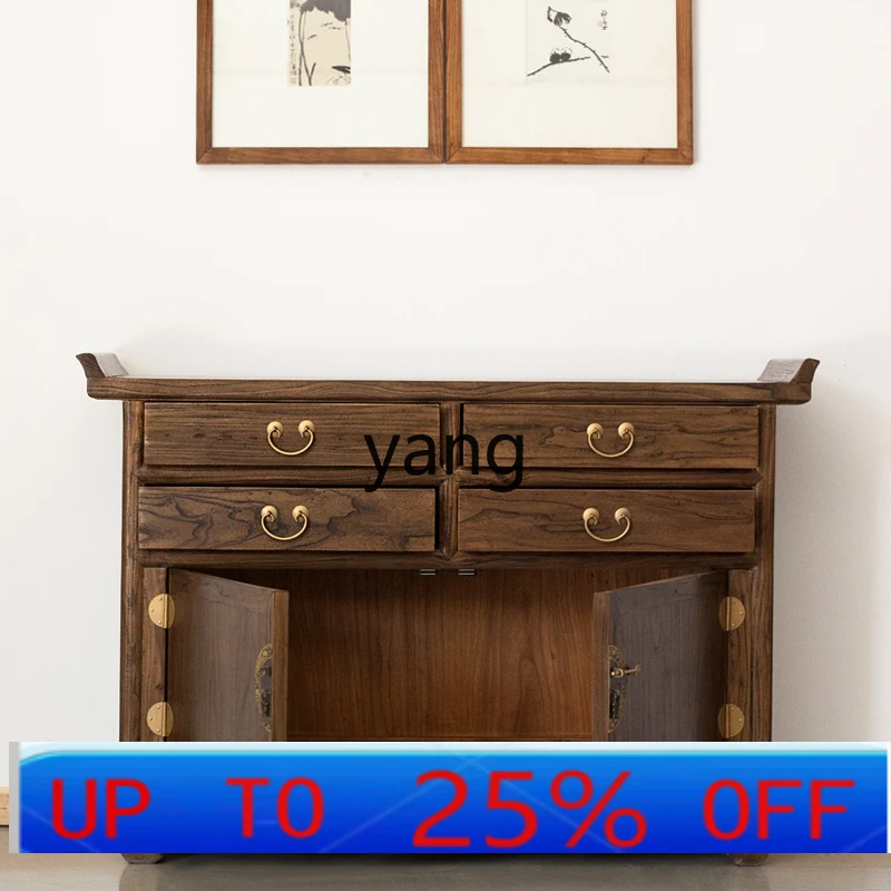 

LMM New Chinese Solid Wood Entrance Cabinet Living Room Partition Decoration Upturned Head Supply Table