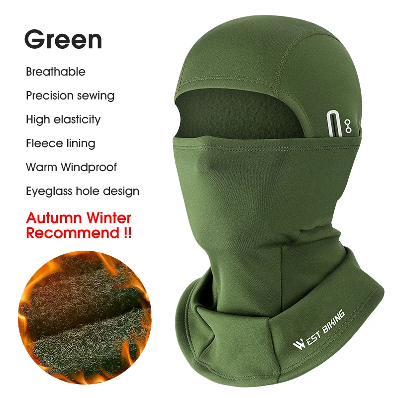 WEST BIKING Warme Winter-Sturmhaube, Fleece-Radmütze, winddicht, für Herren und Damen, Sportschal, Ski, Fahrrad, Motorrad, Laufen, Halswärmer