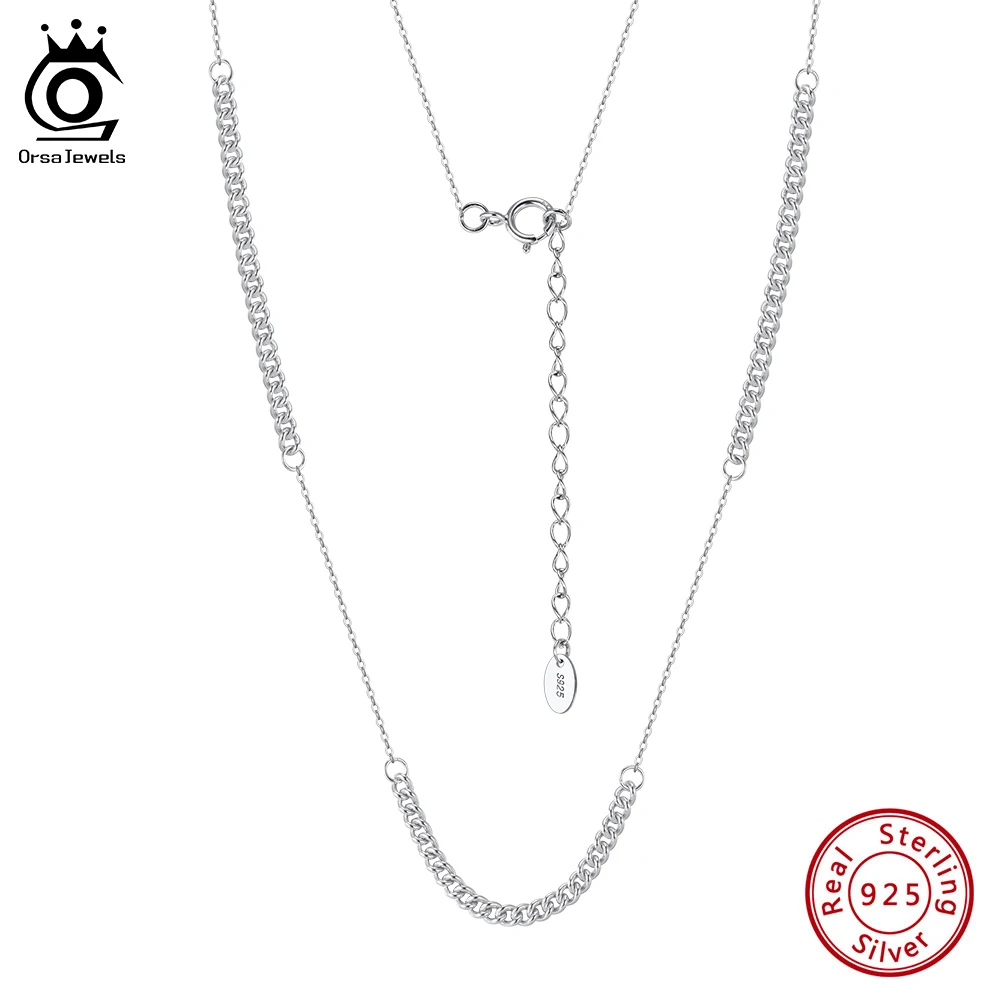 

ORSA JEWELS 925 Sterling Silver 3mm Cuban Curb Link Chain Necklace Party High Quality Cuban Chain Fashion Jewelry Necklace GAN12