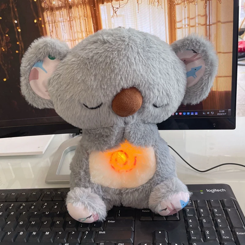 Koala Urso Boneca de pelúcia com luzes, Bonito sono Buddy Toy, Calmante Ansiedade Alívio Respiração, Calmante, Novo