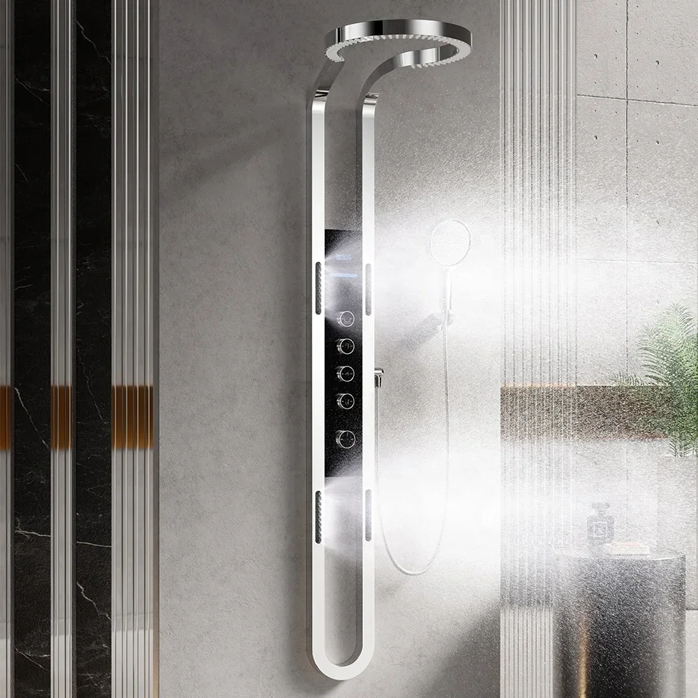 New arrival stainless steel sprinkler massage jet spa shower douche panel led digital display waterfall shower mixer