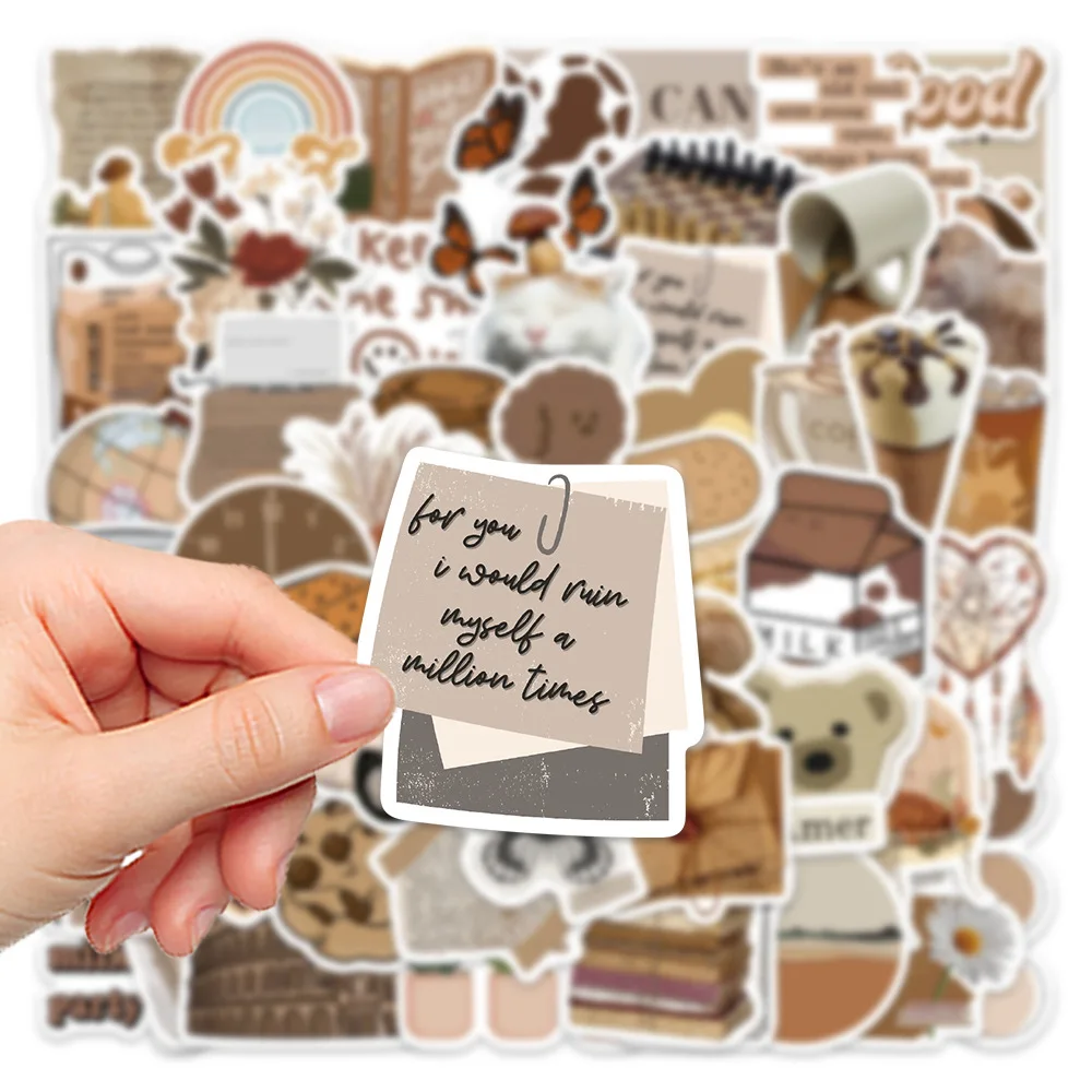 10/30/60PCS Vintage Brown Style Graffiti Stickers Decals Aesthetic Vsco PVC Classic Toy Gift DIY Suitcase Laptop Phone Notebook