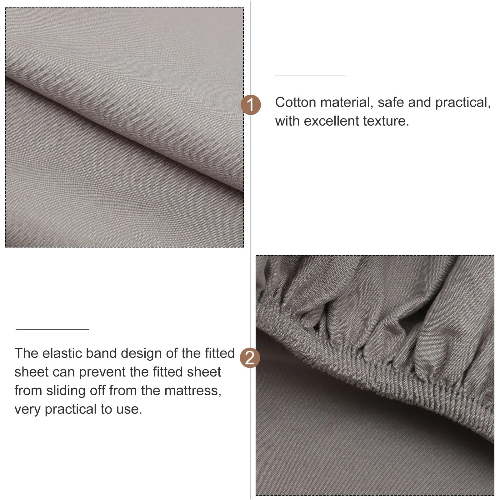 Pure Cotton Fitted Sheet Gray Elastic Band Mattress Cover for Twin Full Beds Comfortable Gentle Sleep Friendly