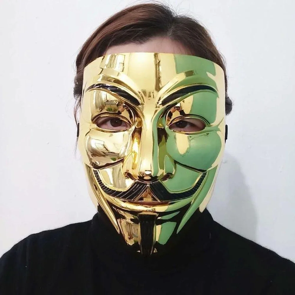 Gold Silver V Mask Masquerade Masks for Vendetta Anonymous Valentine Ball Party Decoration Full Face Halloween Scary Party Mask