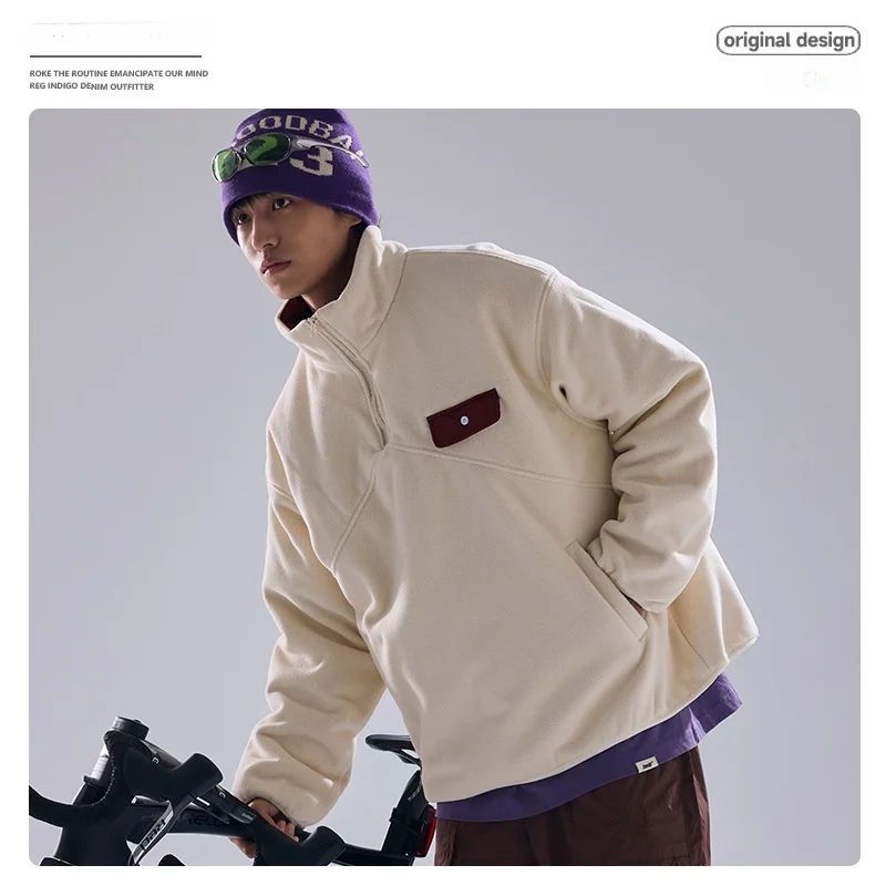 

Thiened Outdoor Versatile f Zipper Fce Jaet Winter Warm Cotton Workwear Embroidery Cotton Vest Faion Urban Sle