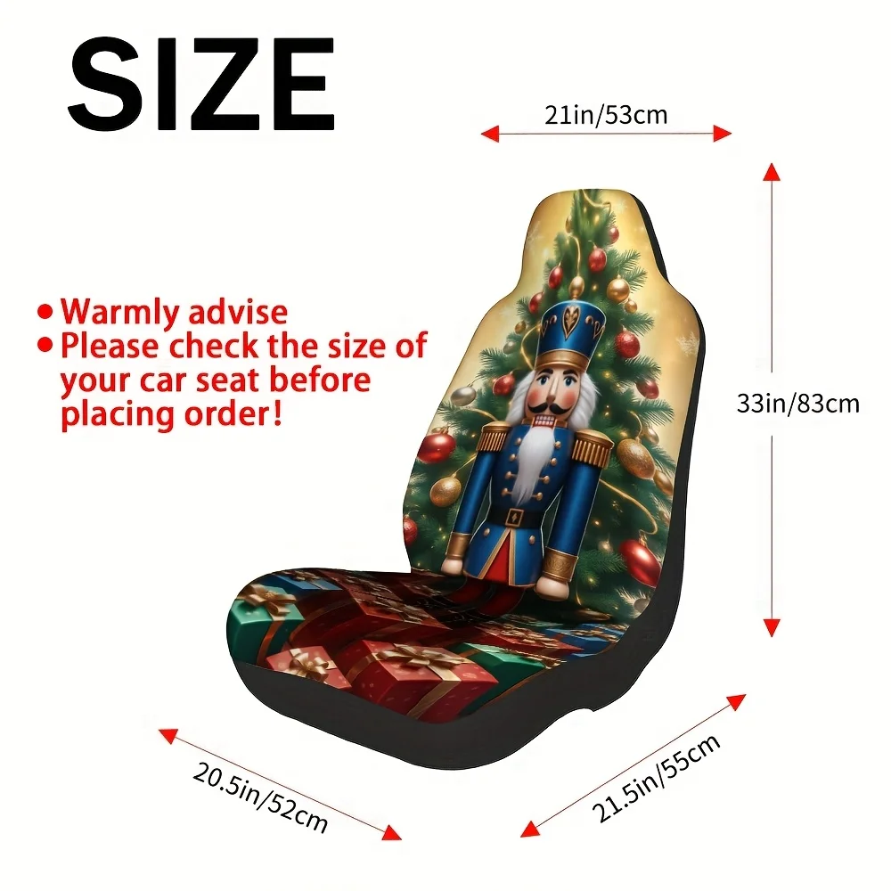 2pcs Compatible For Sedan & SUV Car Seat Covers - Nutcracker Christmas Magic Scene With Nutcracker Soldiers & Twinkling Magic Ef