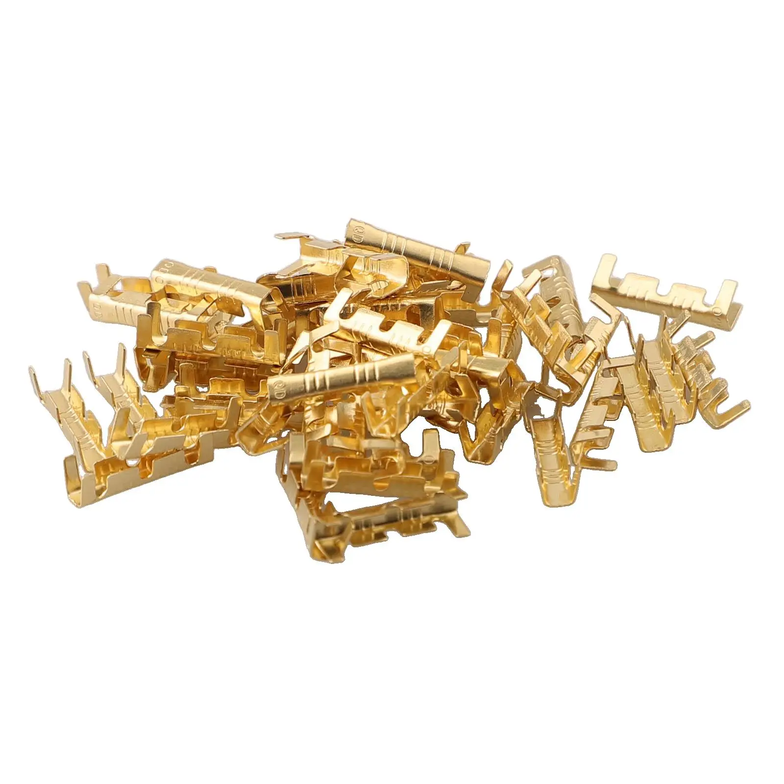 50pcs DJ453 Double U-shaped Parallel Terminal Tab Cold Inserts Connectors Small Teeth for fascia 0.5-1.5mm² Golden