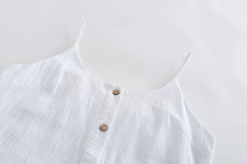 Combishort camisole Sexy pour femmes, couleur unie, blanc, ourlet à volants, sans manches, combinaison décontractée, mode plage, fête, barboteuse, été