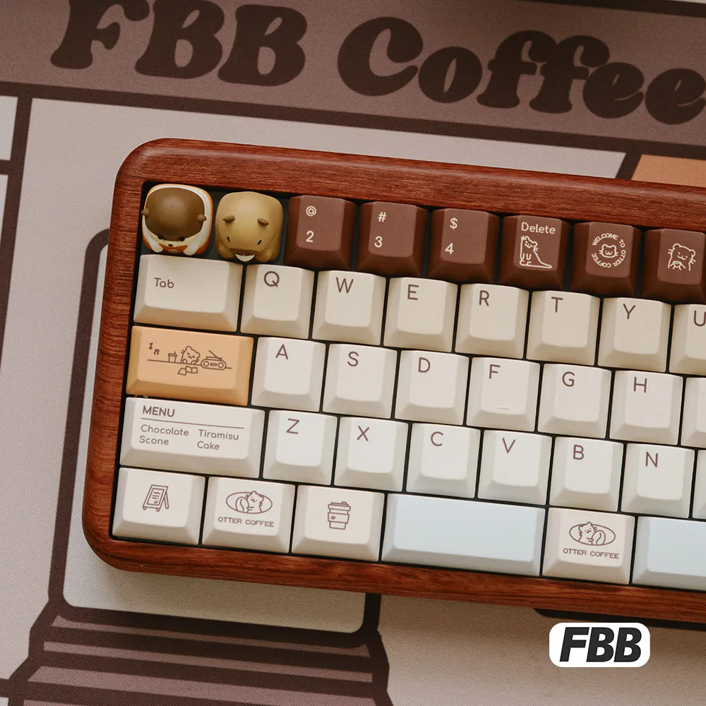 Coffee Theme PBT Cute kapibara Keys Personality DIY For Mechanical Keyboard Key Caps Gift Cartoon 1.7mm Thick
