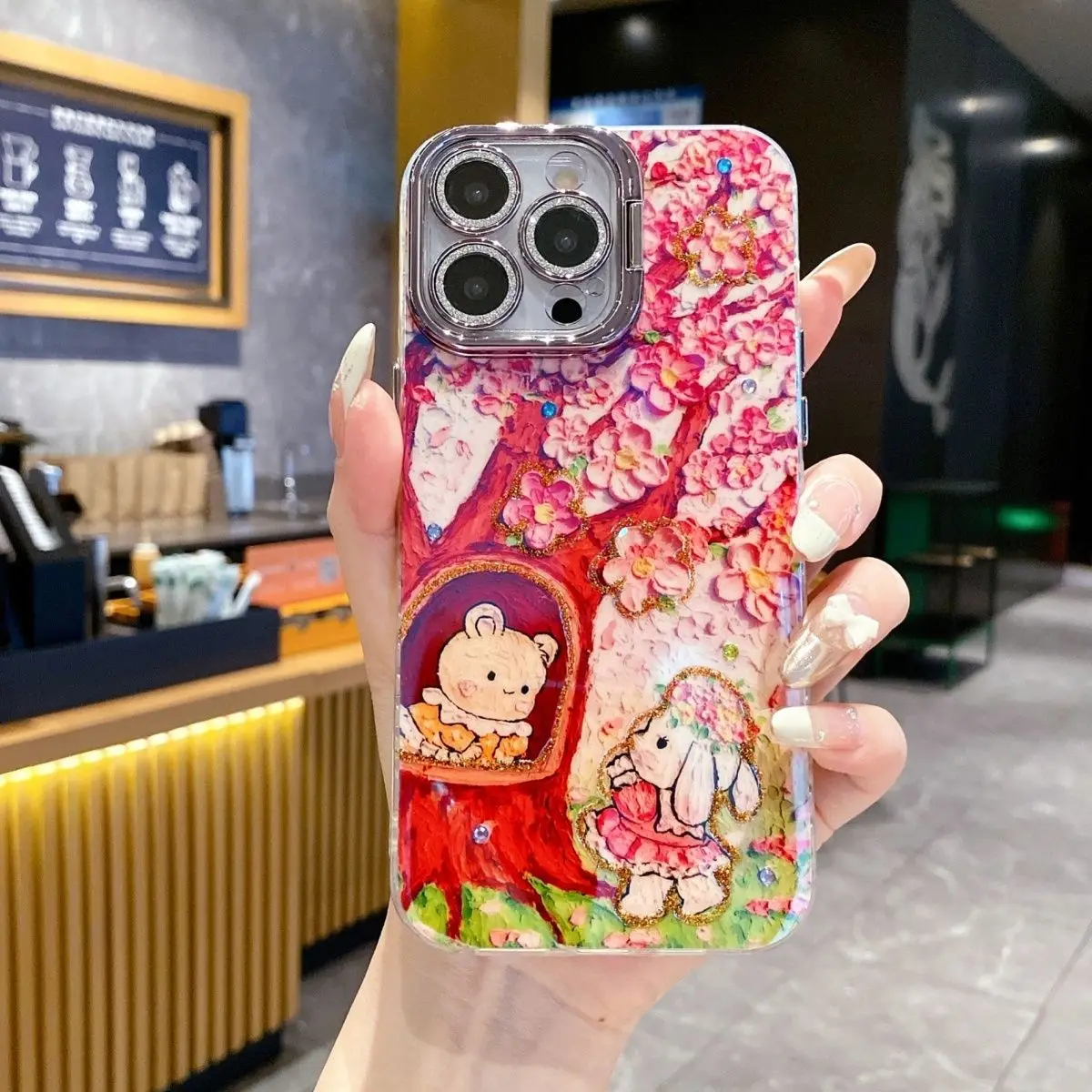 

Чехол для телефона Sakura Rabbit подходит для iPhone 16, роскошный iPhone 15, модный защитный чехол для iPhone 14, защита от падения