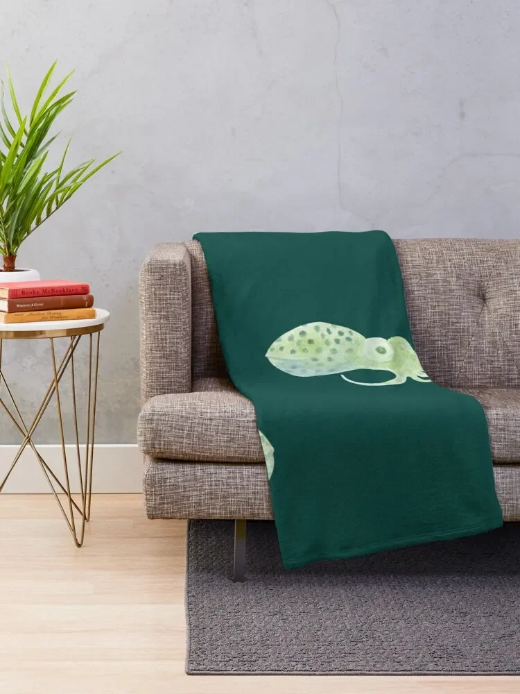 Watercolor Bobtail Squid Throw Blanket