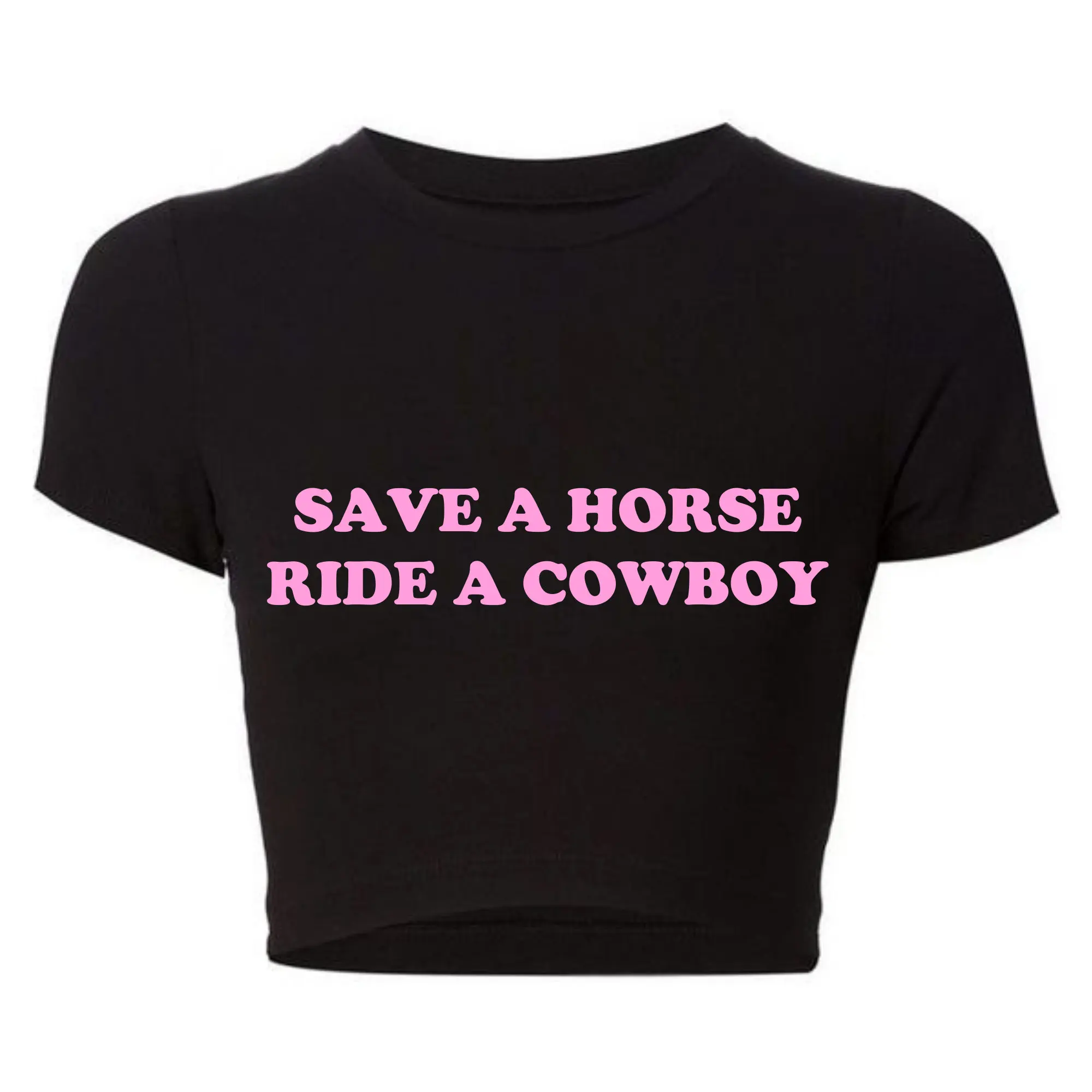 Save A Horse Ride A Cowboy Women Crop Top O Neck Baby Tee Y2k Clothing 2000s Grunge Goth T Shirt Vintage Kawaii Tshirt  Female