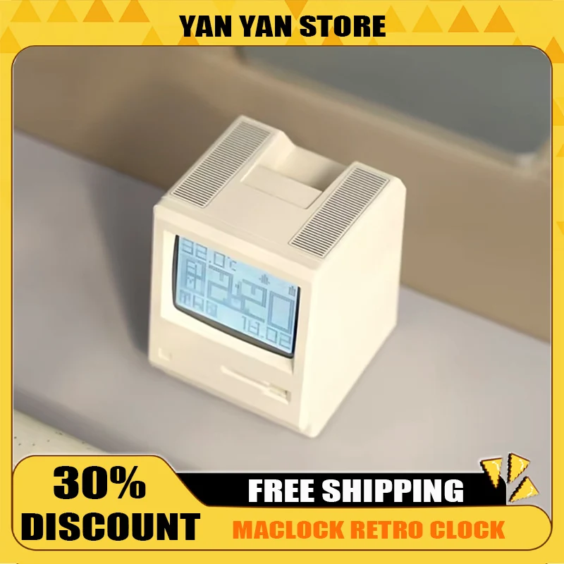 

Maclock WB-8 Creative Retro Alarm Clock Design of CRT Screen Imitation Gently Turn The Knob Touch Backlight Creat Birthday Gifts