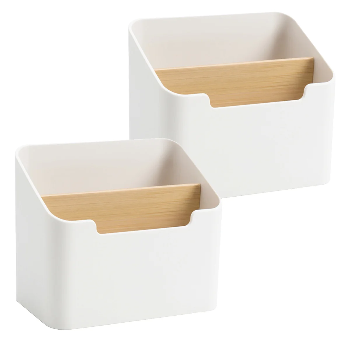 

2pcs Pen Storage Organizer Desk Pencil Holder Remote Controller Box Desktop Storage Container Removable Partitions