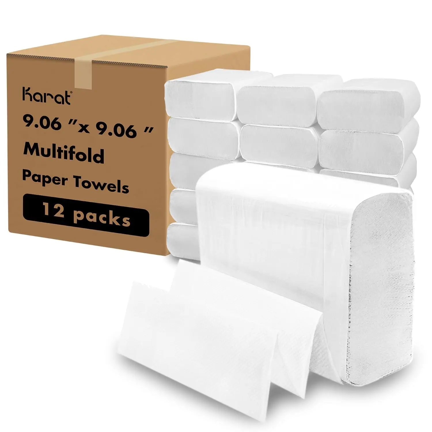 Multifold Paper Towels - Absorbent and Sturdy - Kraft, 334 Sheets X 12 Packs, Recycled Fibers