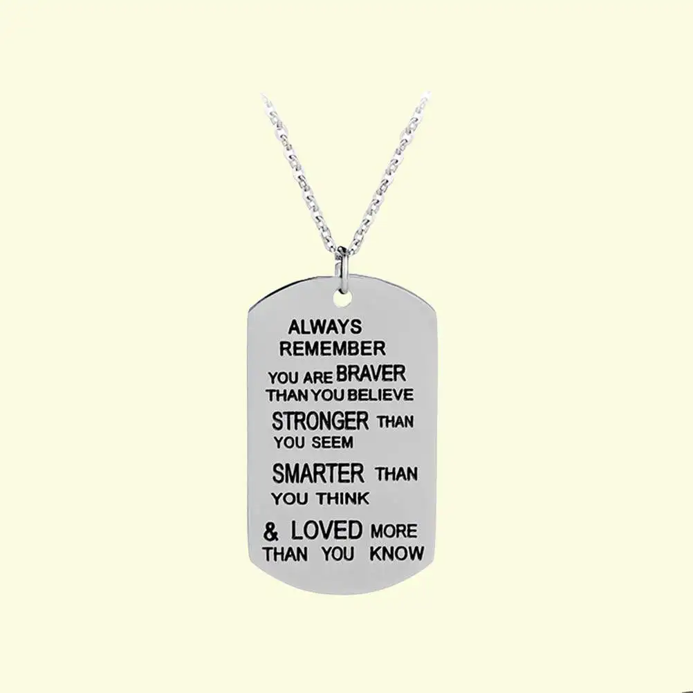 

Dog Tag Necklace Stainless Steel Inspirational Jewelry For Inspirational Pendant Necklace Men Women Teens Grandpa Grandma Gift