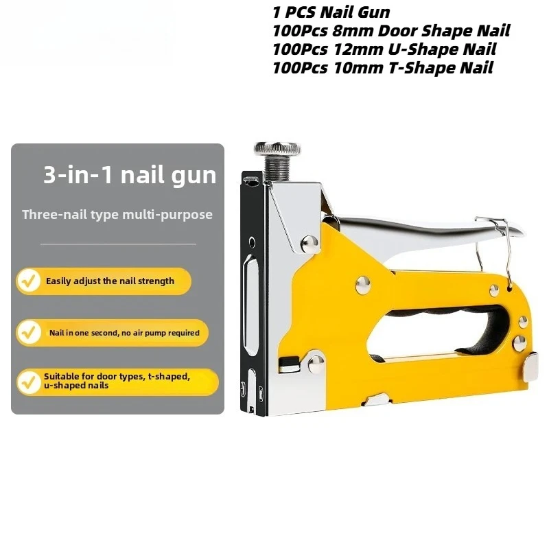 

Многофункциональный набор для гвоздезабивателя 3-в-1 (на 300 скоб) / 4-в-1 (на 800 скоб) или 2000 шт. гвоздей для дверей, U-образные, T-образные, I-образные, L-образные.