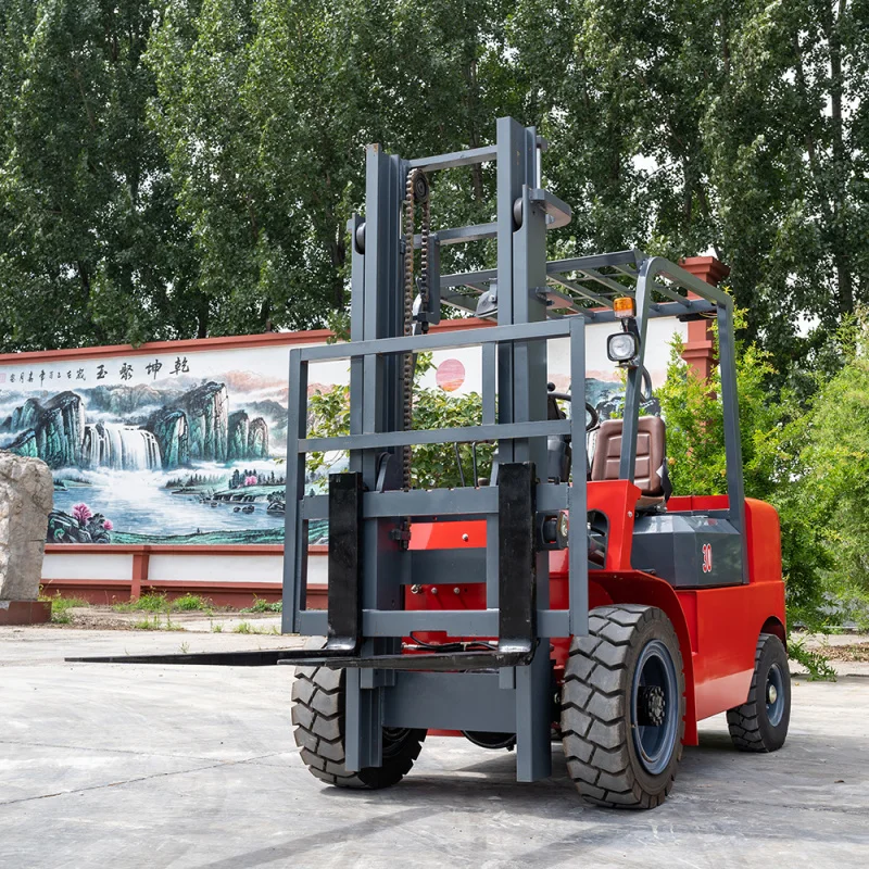Forklift3Diesel-powered forklift with extended arm, manual hydraulic lifting, stacker arm, for warehousing and transportation, t