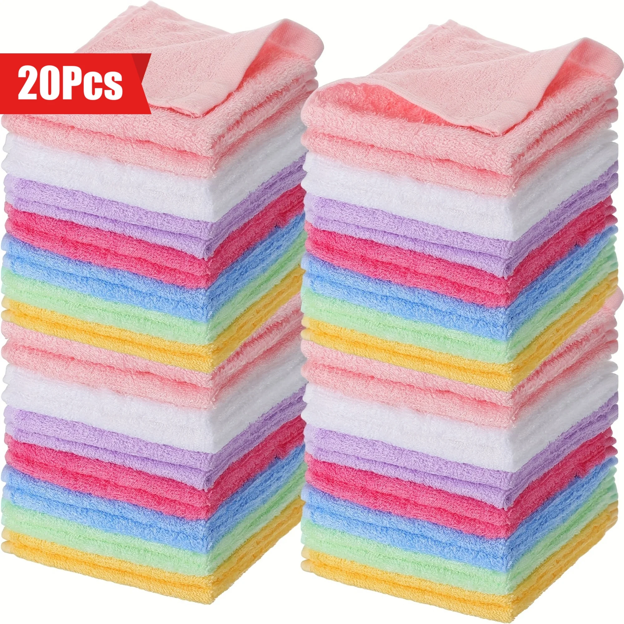 20Pcs Coral Fleece Washcloths Absorbent Wash Clothes for Newborns Soft Skin-Friendly for Gentle Facial Cleansing Baby Shower