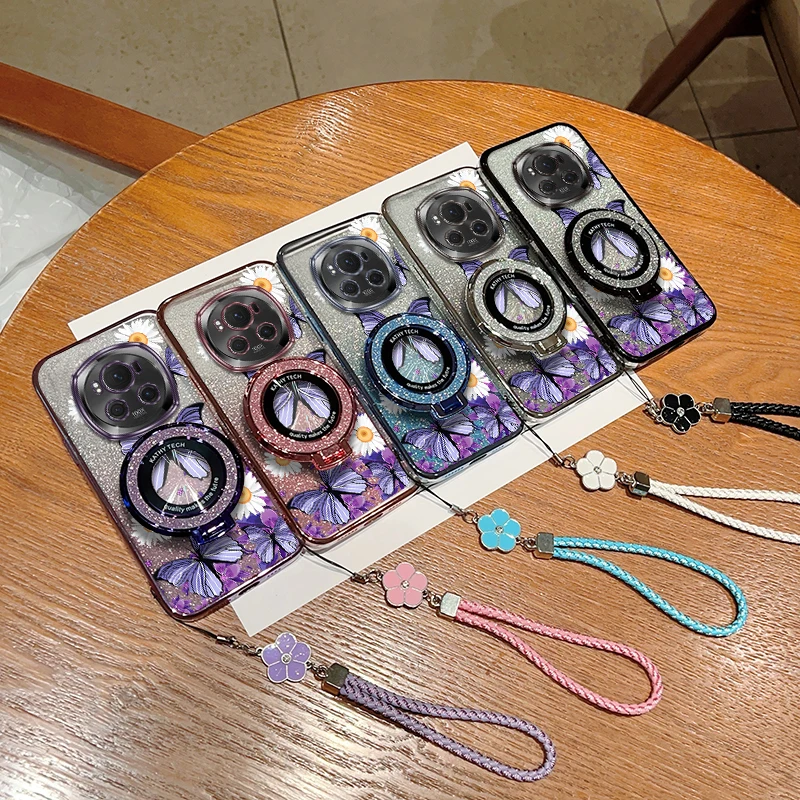 

6Pro Фиолетовый браслет-держатель с бабочкой для телефона Huawei Magic 6Pro X50 7 X60i 5 X40i X60Pro X40 X30i 6 X9A 4 X50i 7Pro Cover