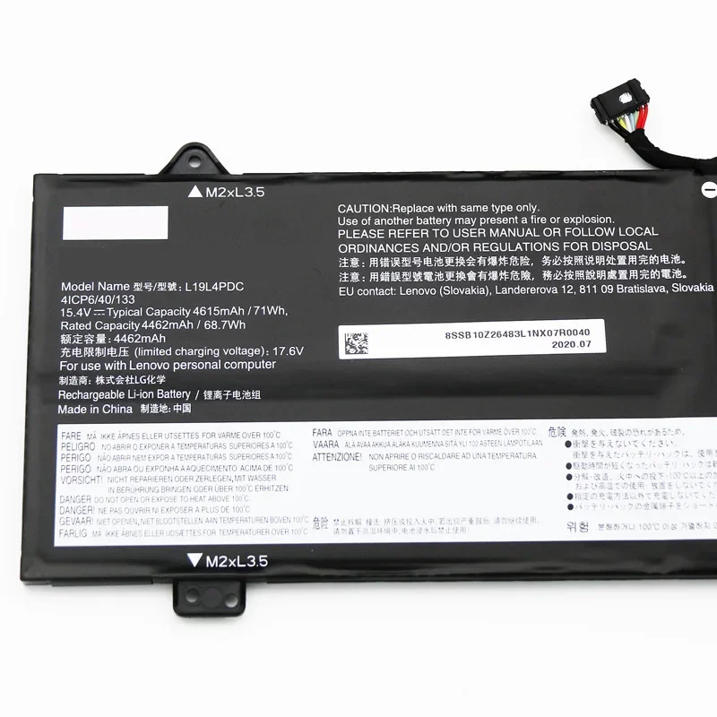 Batterie d'ordinateur portable d'origine pour Lenovo Yoga C750-14ITL L19L4PDC L19SafePDC L19C4PDC 15.4V 71WH