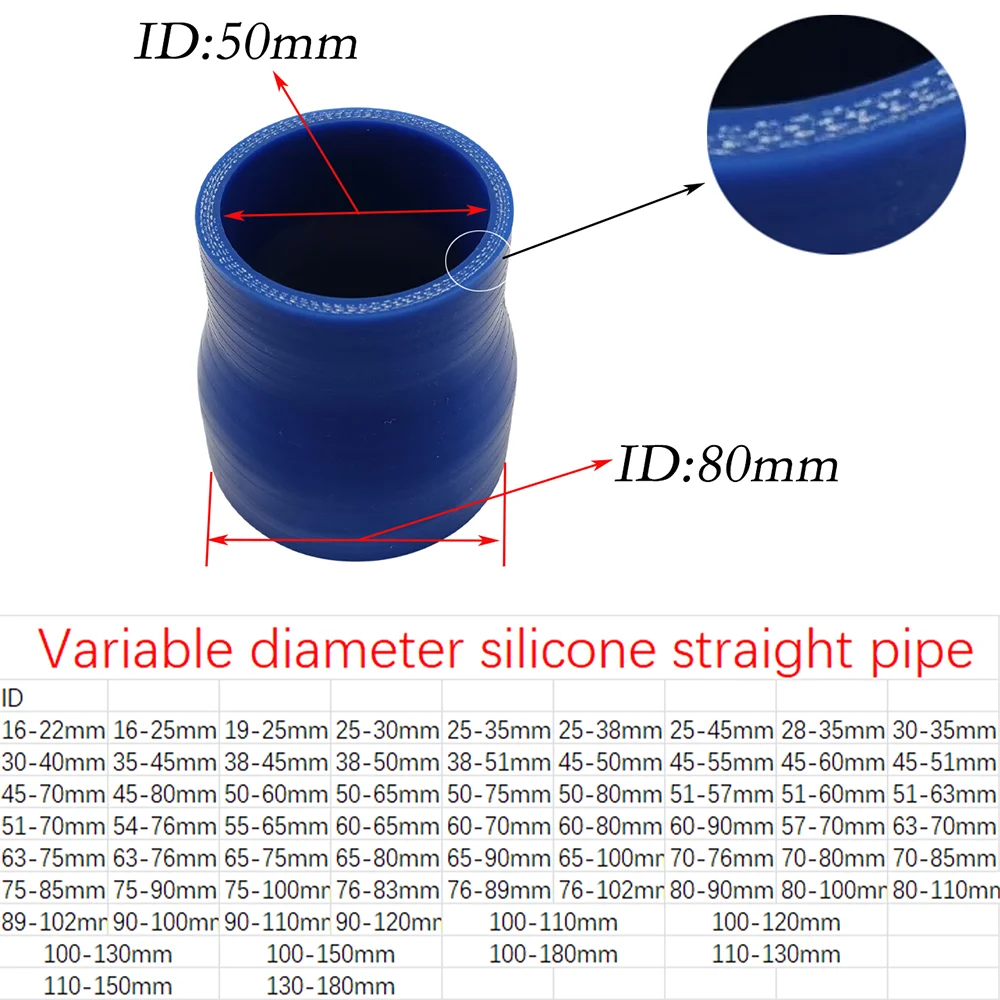 Blue reducing silica gel straight pipe, high temperature resistant, explosion-proof and aging resistant, with complete specifica