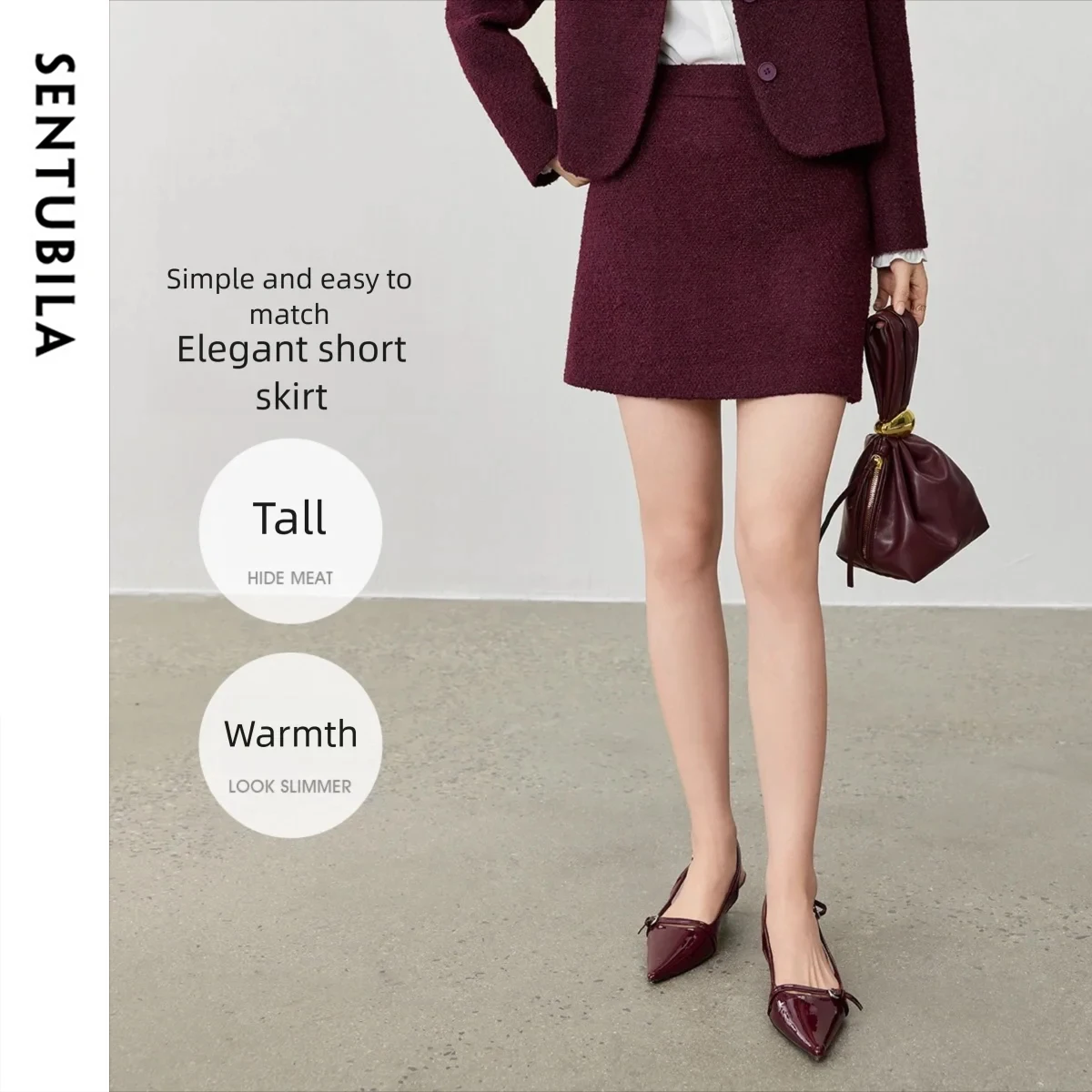 SENTUBILA femmes automne hiver jupe élégante poche a-ligne jupe courte 2025 nouvelle Simple solide jupe femmes vêtements 153QA3202