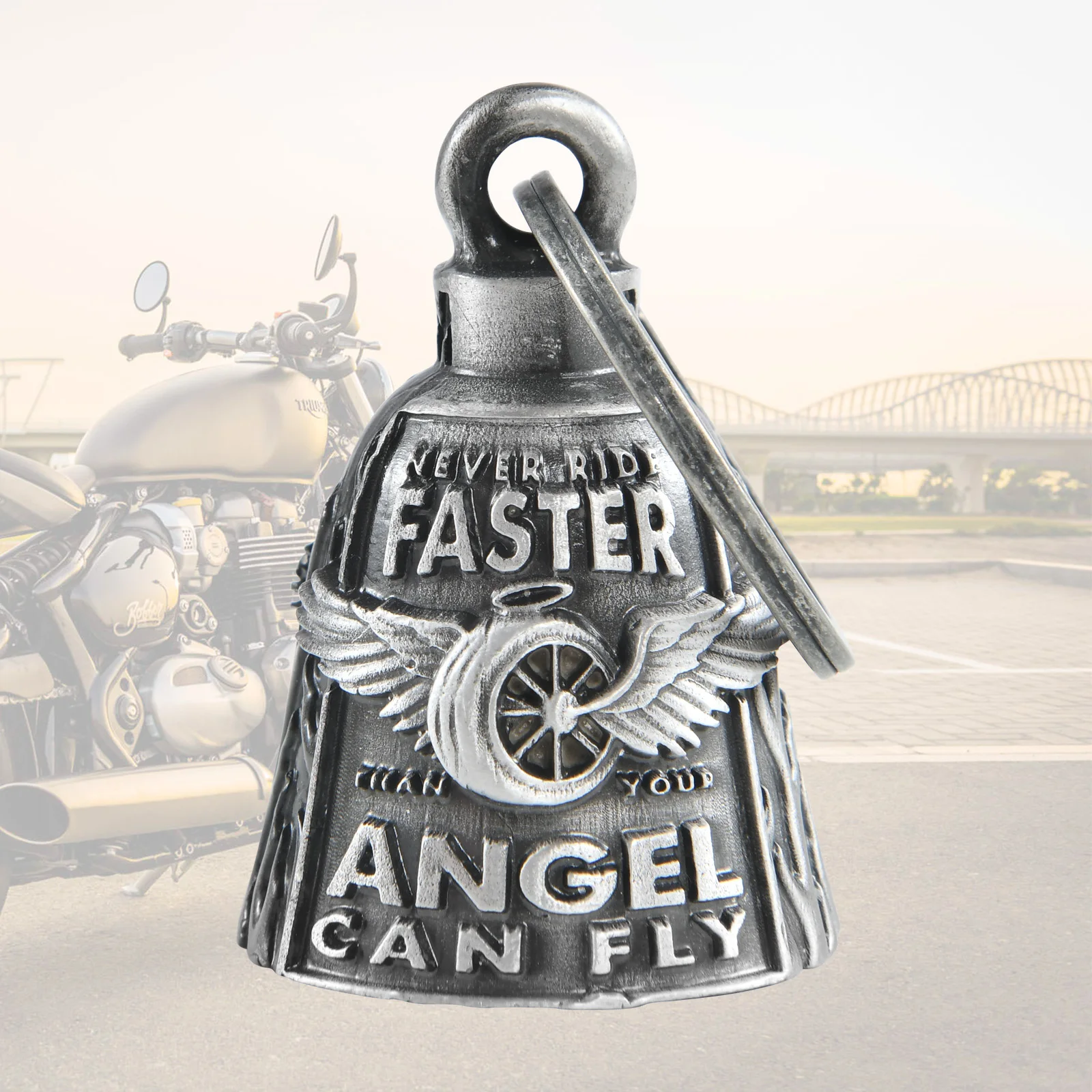 Motorcycle Bell Guardian Angel Drive Away Gremlin, Biker Bell for Men Women Rider Riding, Good Luck Gift