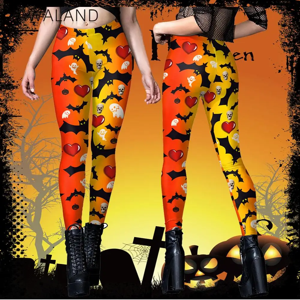 

Zawaland New 12% Spandex Skull 3D Digital Print Leggings Adult Woman Sexy Pants Stretch Pant Slim High Waist Leggings Halloween