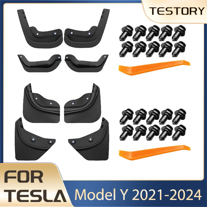 Mudguards for Tesla Model Y 2021-2024 Accessories TPE Mud Flaps Front Rear Wheel Fender Mudflaps for Tesla Model Y 2024 Mudguard