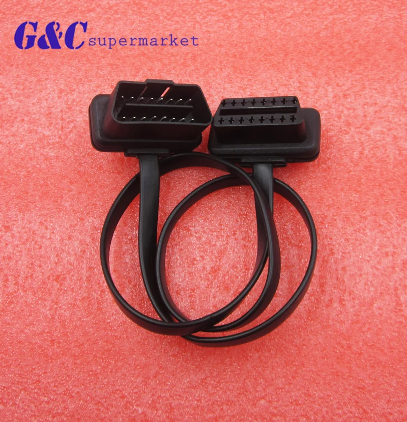 1Pcs Flat+Thin As Noodle OBD 2 OBDII OBD2 16Pin Male to Female ELM327 Diagnostic Extension Cable Connector