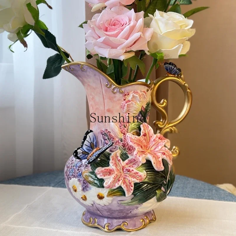 Ceramic Lily Vase Ornament Home Restaurant Cabinet Wine Cabinet