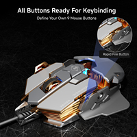 EWEADN Wired Gaming Mouse, Silent Clicks, Adjustable Size, Driver-Supported with Macro Keys for Pro Gamers and eSports Use Gray